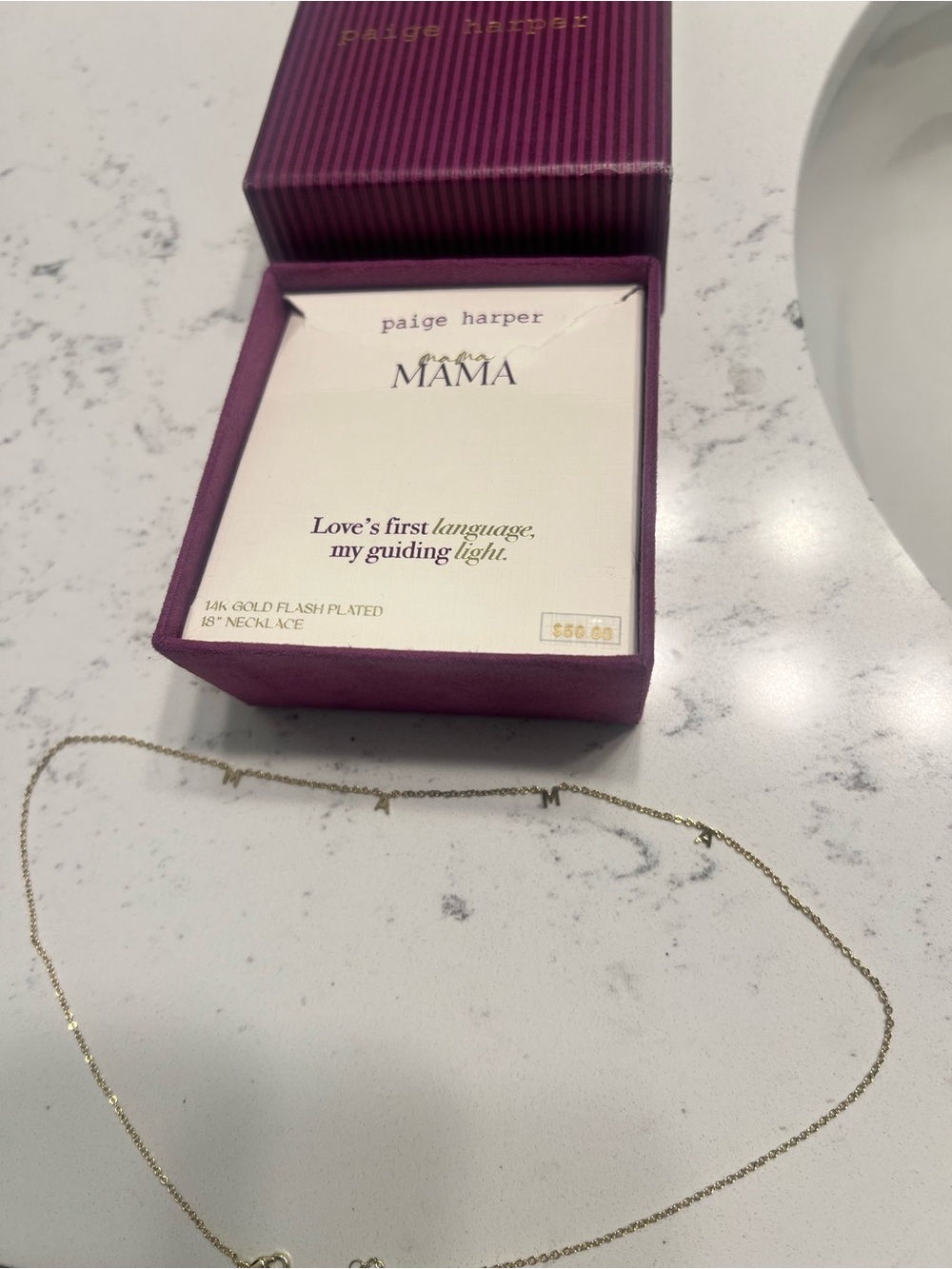 Paige Harper “Mama” 14K Gold Flash Plated Necklace 18”